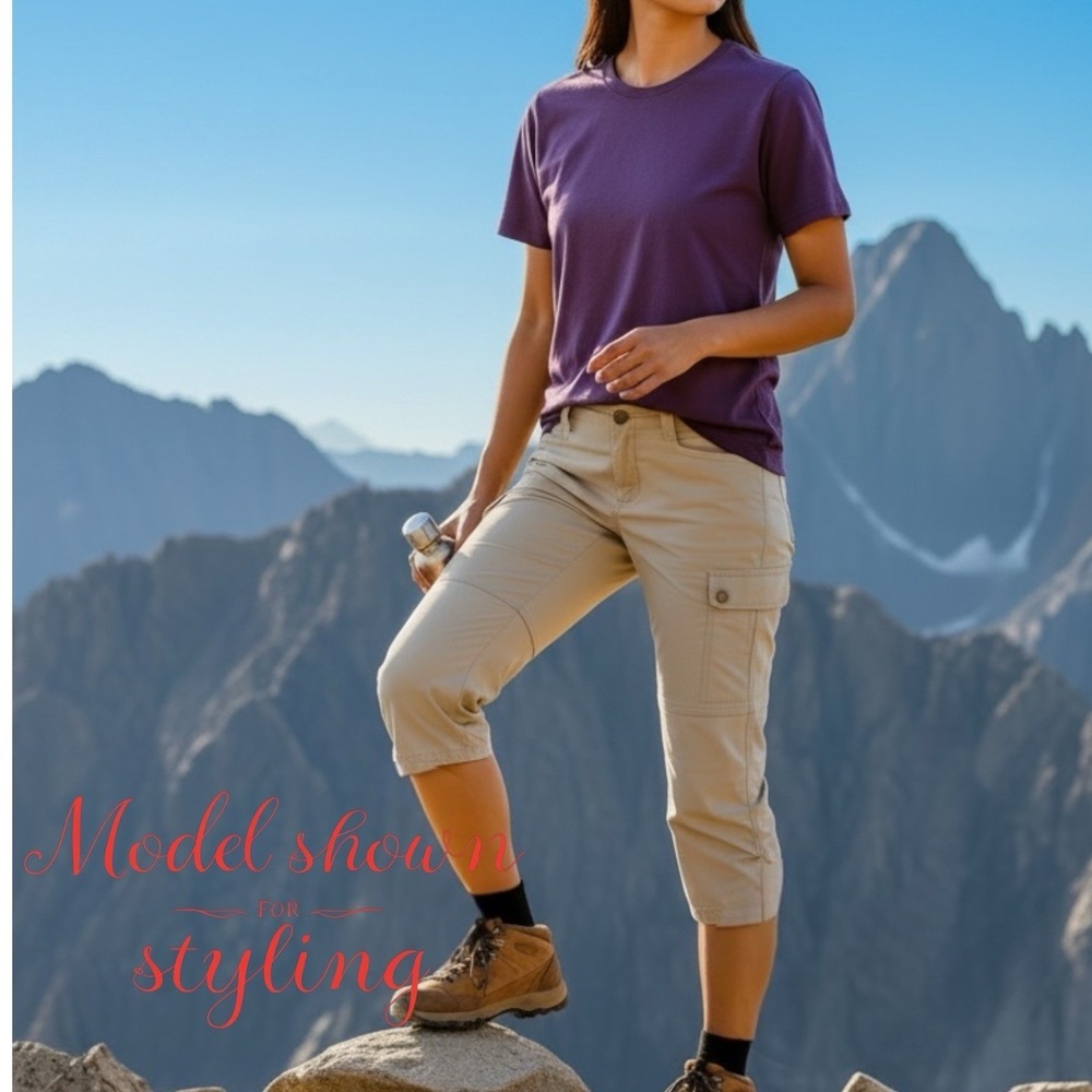 Eddie Bauer Travex Womens 6Cargo Cropped Pants Beige Ruched Outdoor Casual